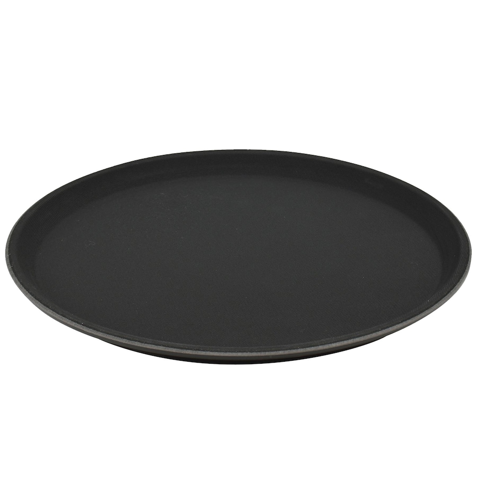 image 1 of Argon Tableware Round Non-Slip Serving Tray - 28cm - Black | Black | Black
