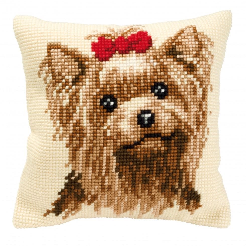 Vervaco CUSHION YORK TERRIER - Cross Stitch Kit: Cushion: Yorkshire Terrier