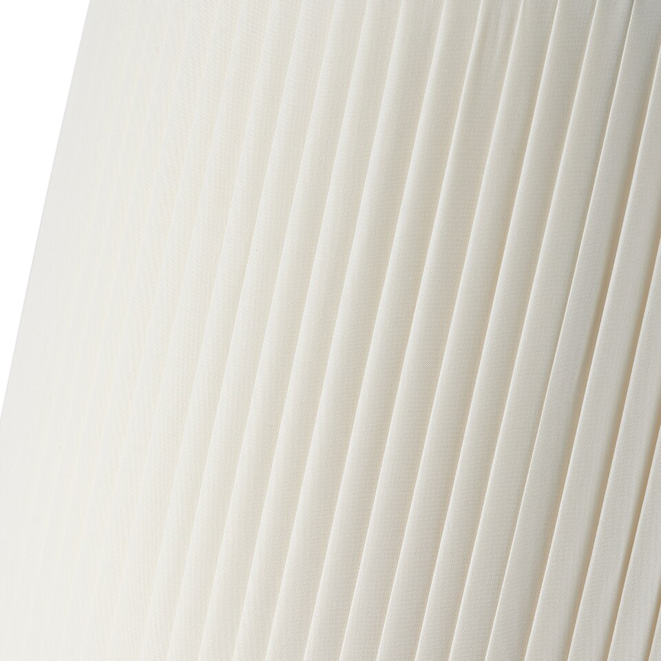 image 1 of Contemporary Designer Double Pleated Cream Cotton Fabric 12 Drum Lamp Shade | Cream | 12"