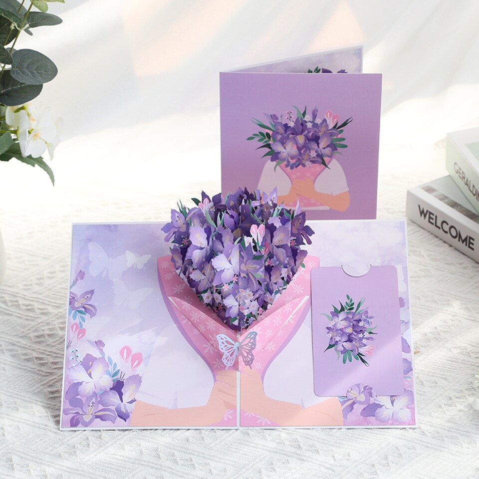 image 1 of Orchids in Hand 3D Pop Up Greeting Card