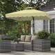 image 2 of Outsunny 2.5m Cantilever Parasol with Easy Lever, Square Double Top Garden Parasol Umbrella with Ruffles and Cross Base, Overhanging Outdoor Sun Shades, Beige