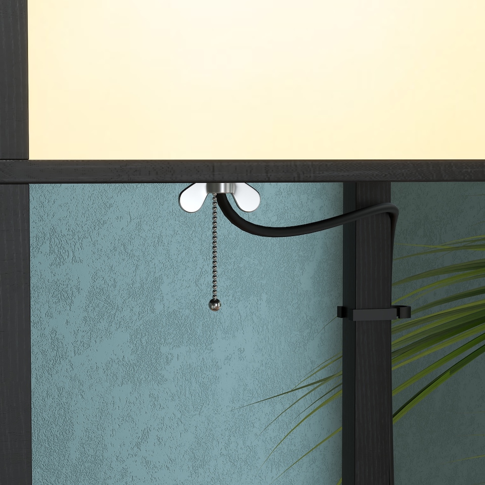 image 1 of HOMCOM Floor Lamp with Shelves and Dual Light, Modern Corner Standing Lamp with TC Fabric Lampshade for Living Room, Bedroom, Bulb not Included, Black