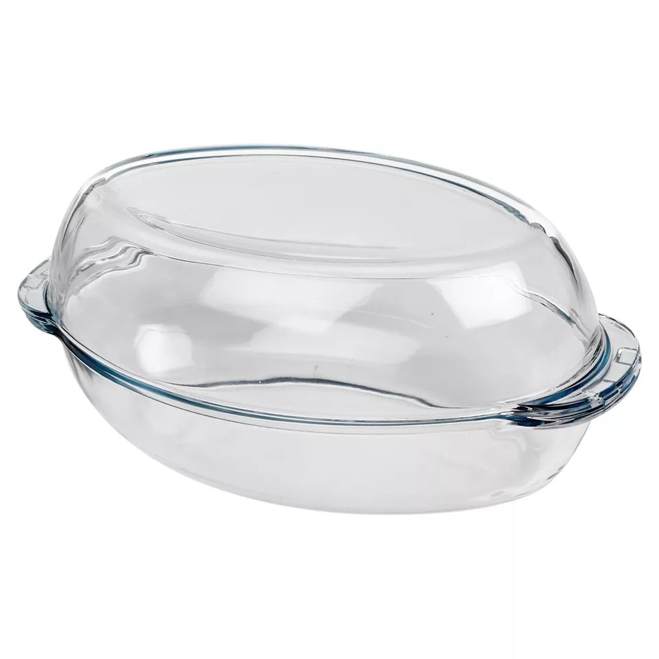 image 1 of 2.25L Borcam Oval Casserole Glass Dish with Lid