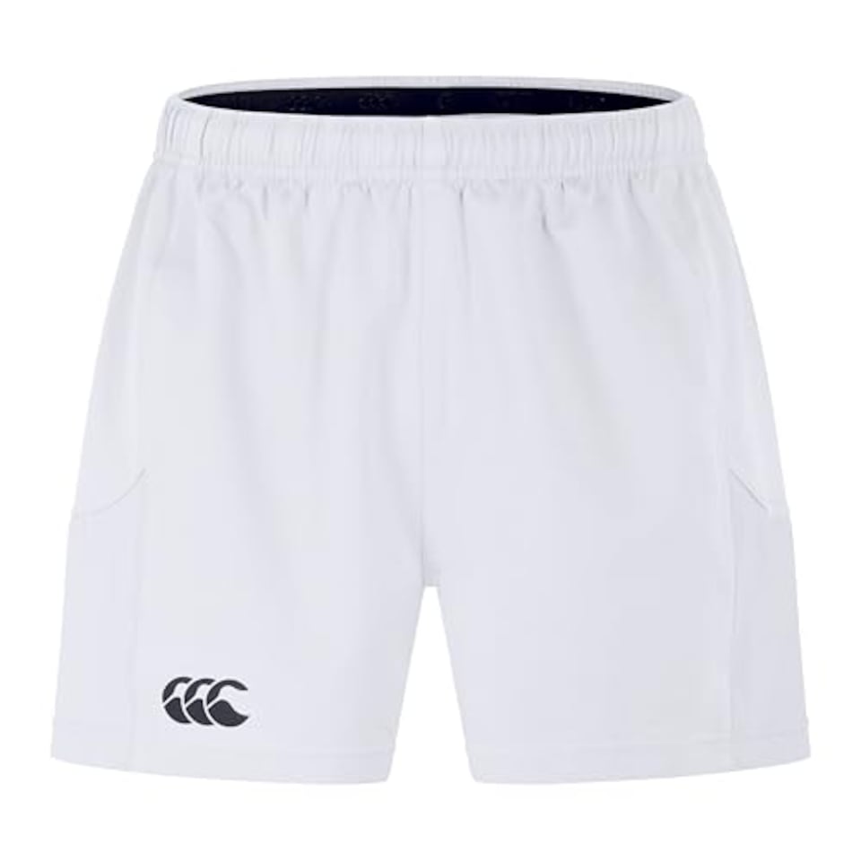 image 1 of Canterbury Men's Advantage Rugby Shorts 2.0 | Elasticated Waist | Ccc Logo Gym Shorts, White, L