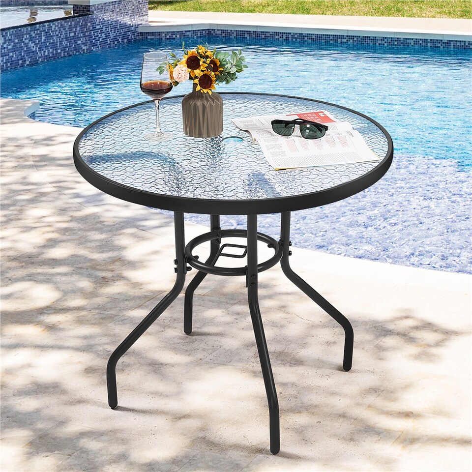 image 1 of Yaheetech 69.5 cm Outdoor Coffee Table-Black | Black | Black | 69.5 cm Dia. x 73 cm H | 1