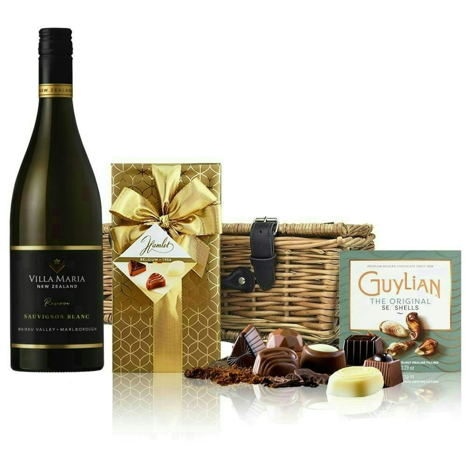 image 1 of Villa Maria Reserve Sauvigion Blanc Wine and Chocolates Hamper 75cl 13% abv