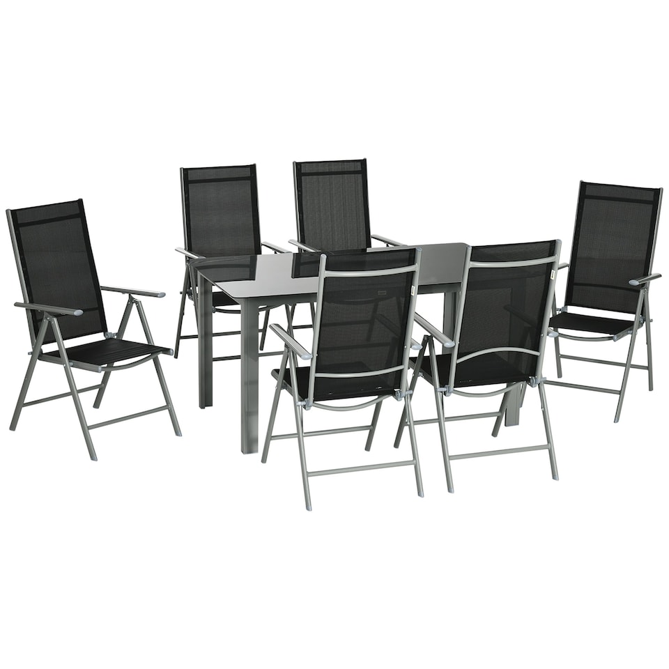 image 1 of Outsunny 7 Piece Garden Dining Set, Outdoor Table and 6 Chair
