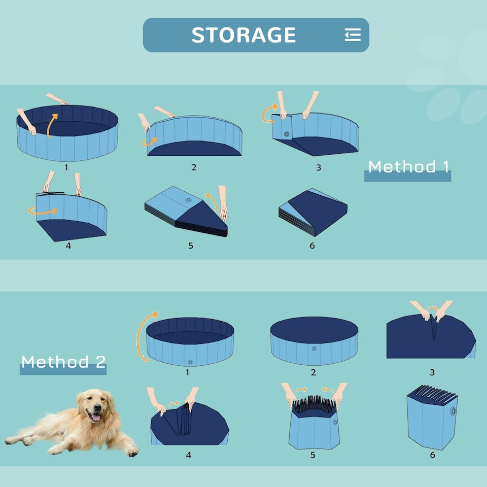 image 1 of PawHut Dog Swimming Pool Foldable Pet Bathing Shower Tub Padding Pool Φ120cm L