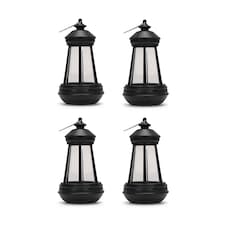 ValueLights Solar 4 Pack Black Outdoor Lantern | Black