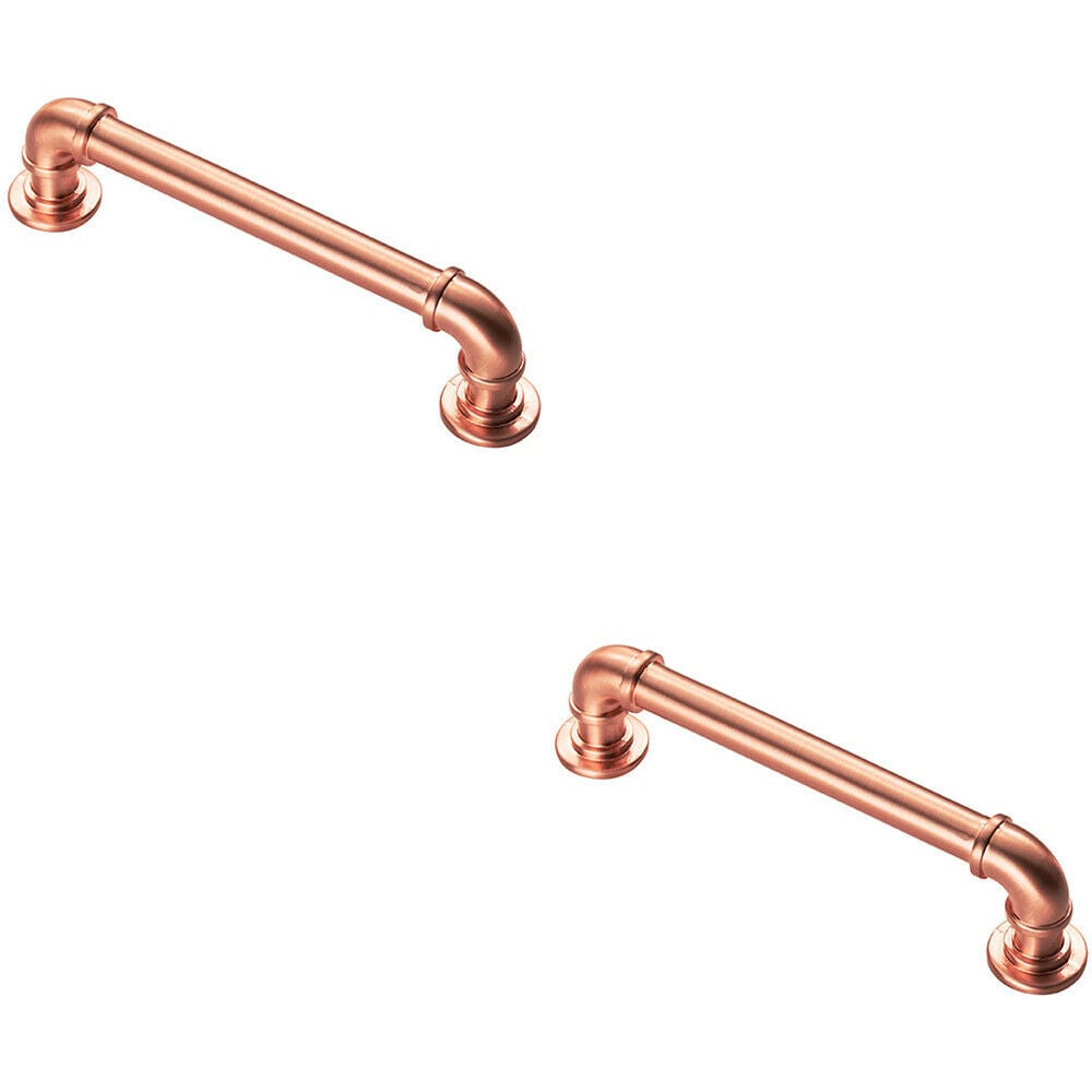 Loops 2x Pipe Design Cabinet Pull Handle 128mm Fixing Centres 12mm Dia Satin Copper