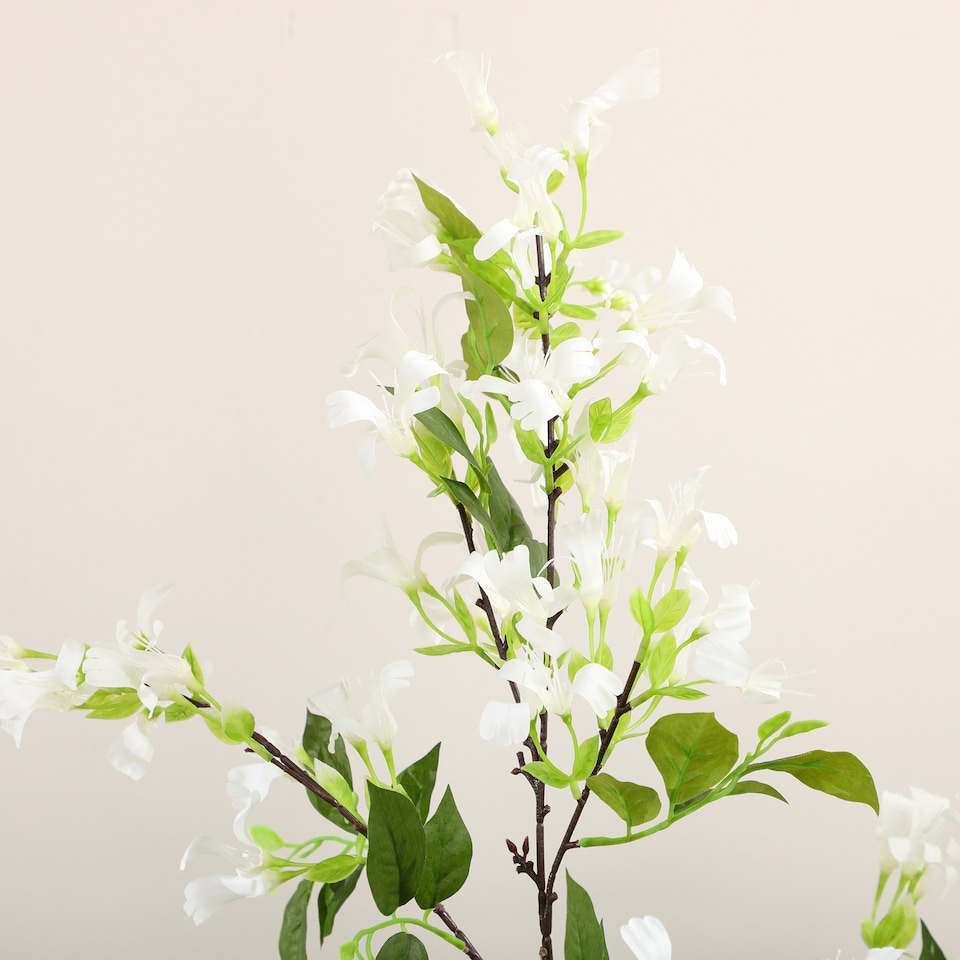 image 1 of HOMCOM Decorative Artificial Plants Honeysuckle Flower Fake Plants with Curved Boots for Home Indoor Decor, 150cm, White