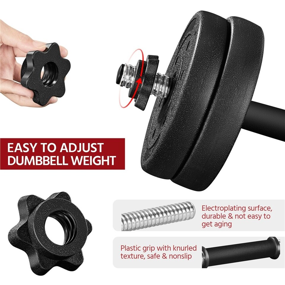 image 1 of Yaheetech 20 KG Man Workout Body Building Training Home Dumbbell Set Black