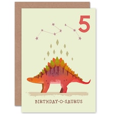 Dinosaur Stegosaurus 5 Year Old Child Kids 5th Birthday Card