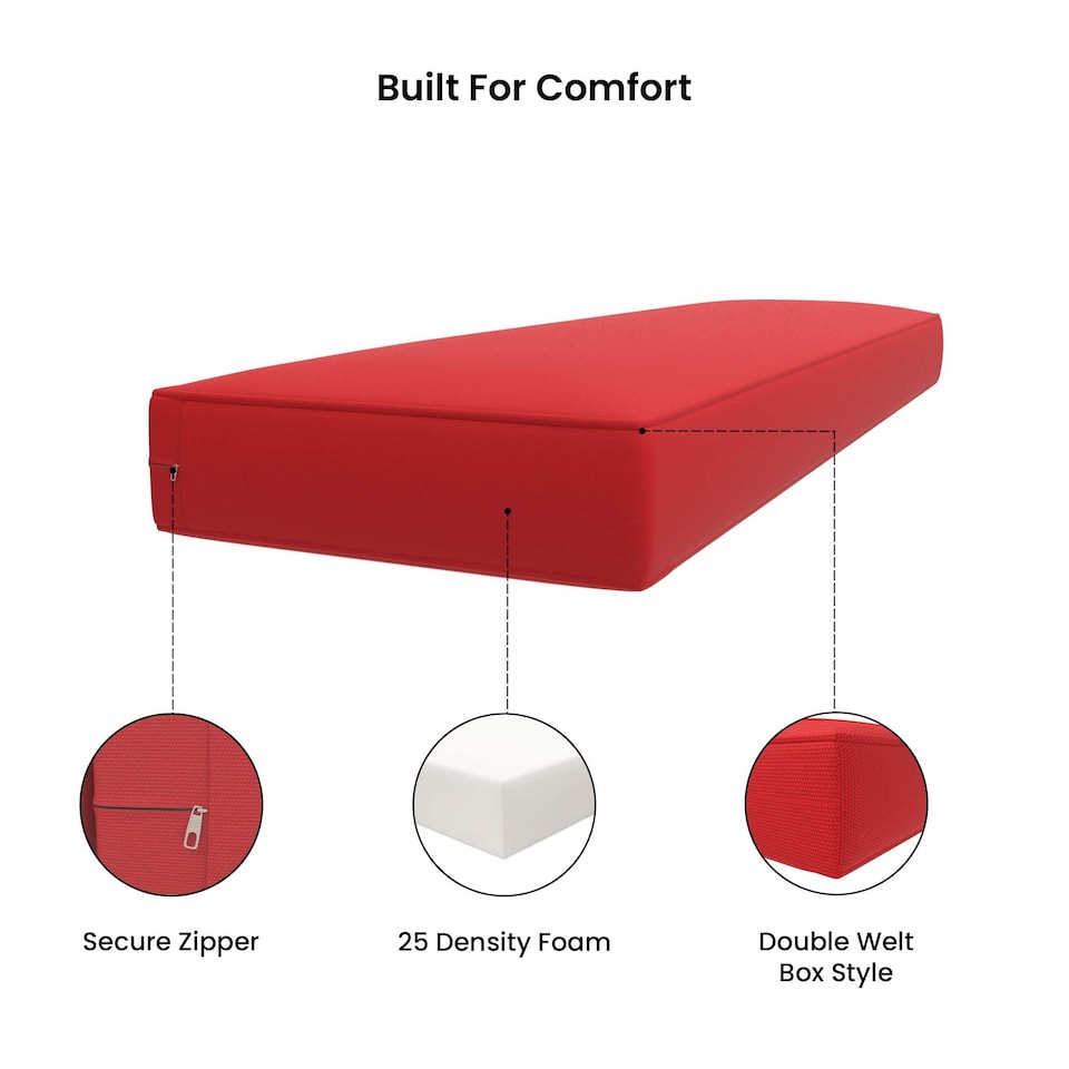 image 1 of Covers&All Sunbrella Outdoor Bench Cushion, Premium 5″ High-Density Foam, Water-Resistant and Patio Seating for Outdoor Bench, 18 in W x 52 in L x