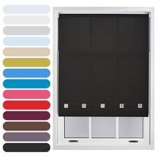 FURNISHED Roller Blinds Daylight Square Eyelet Light Filtering Easy Fit Trimmable Window Shade | Black | Black