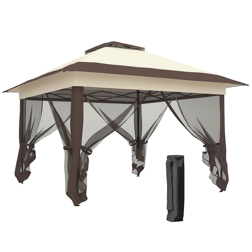 image 1 of Outsunny 3.6 x 3.6m Pop-up Tent Gazebo Instant Canopy Steel w/ Bag