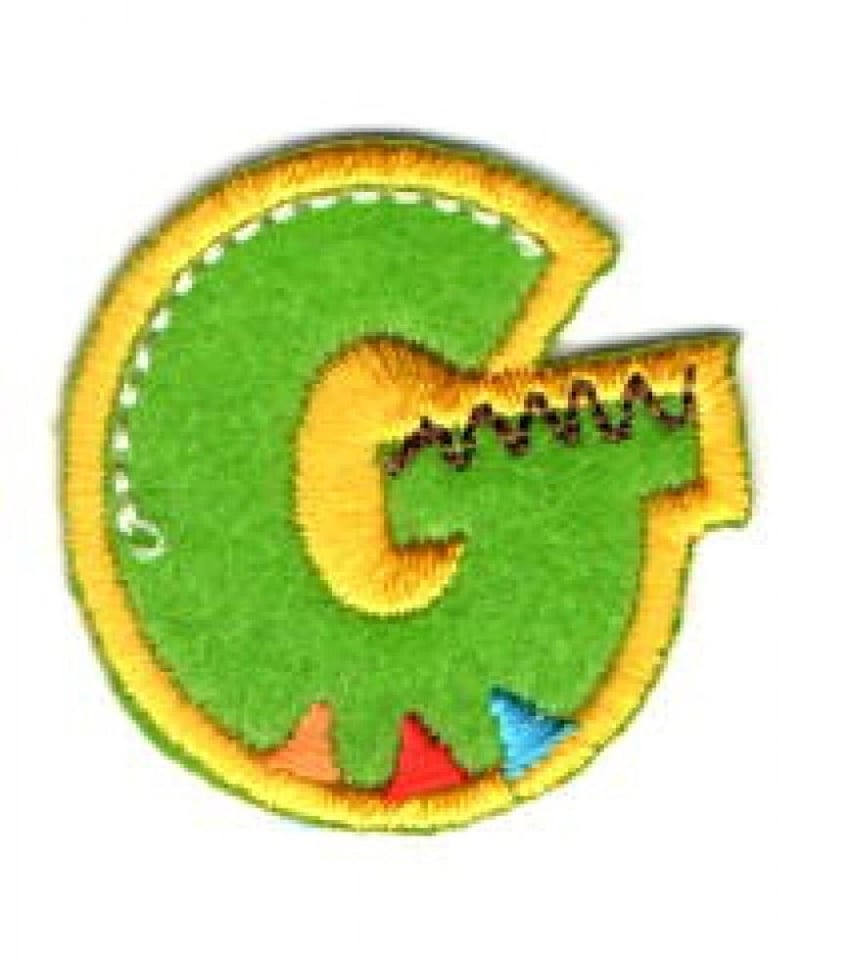 Assorted Colours: Letter G Alphabet Patch Motif for Dressmaking - each