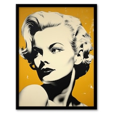 Blonde On Mustard Stylish Modern White Photo Black Framed Wall Art Print A4
