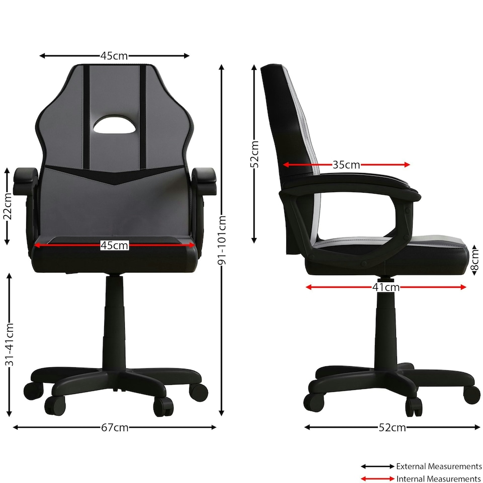 image 1 of Vida Designs Comet Racing Gaming Office Chair Computer Desk Table Chair, Grey & Black