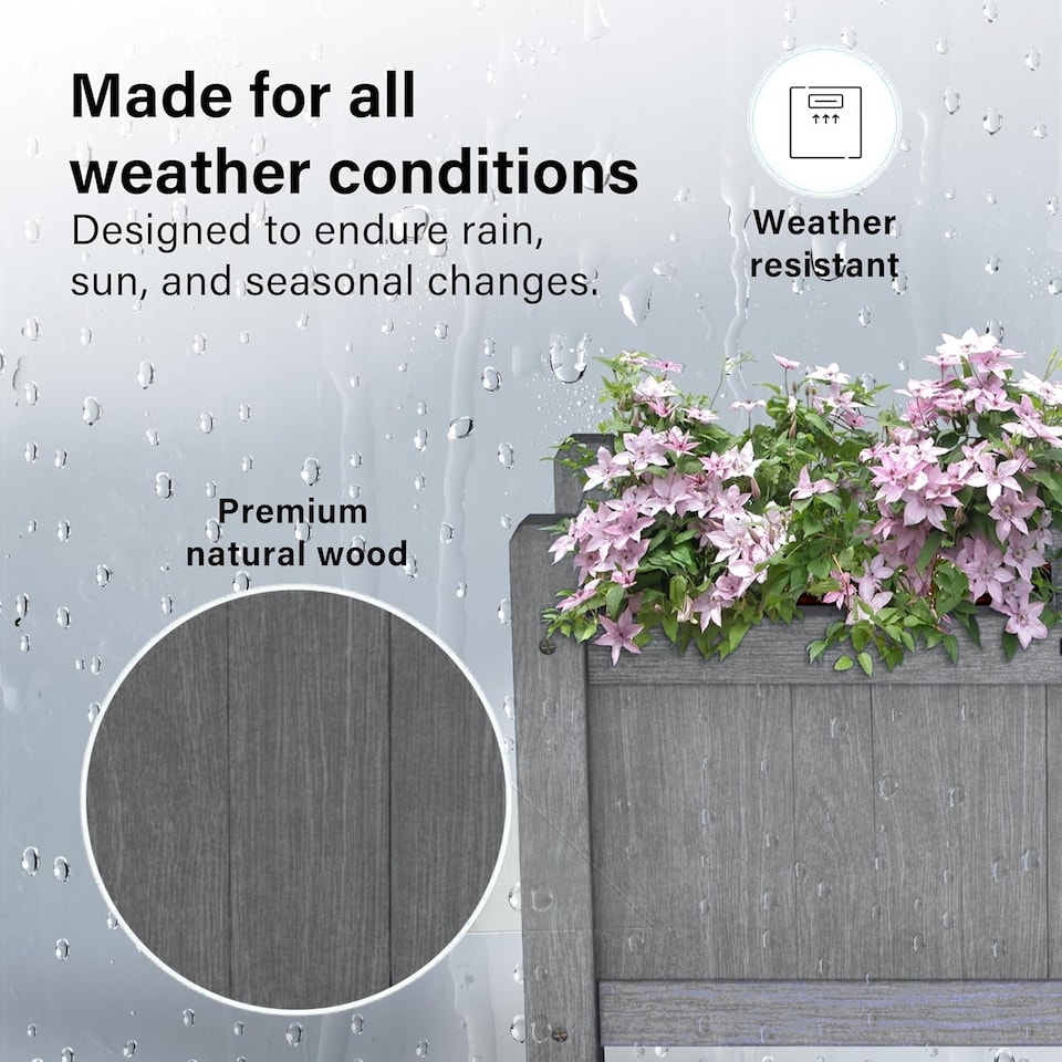 image 1 of Wooden Planter Rectangle Modern Pot Flower Bed Outdoor Garden - Large | Multi