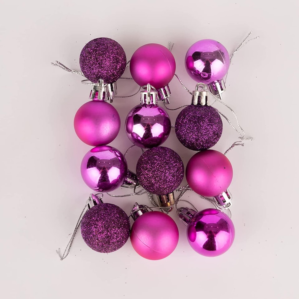 image 1 of Purple Shatterproof Christmas Baubles 3cm - Pack of 12