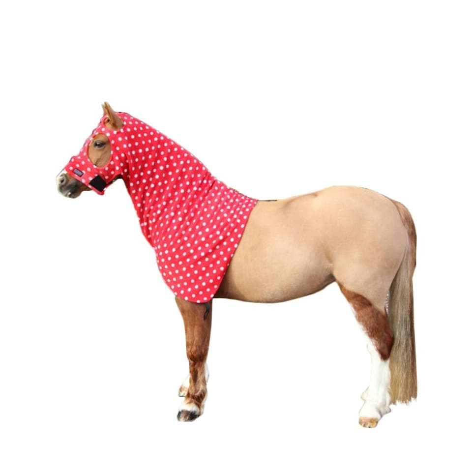 Supreme Products Dotty Fleece Horse Hood - Red - 14.2 Hands