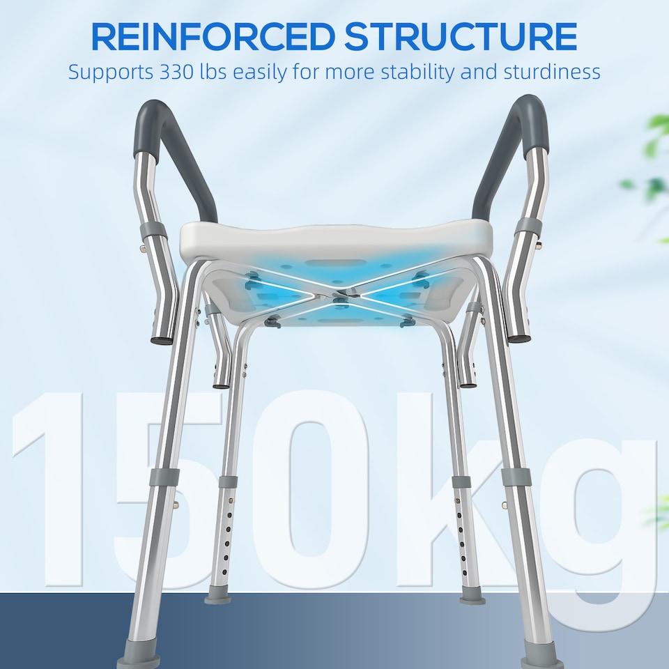image 1 of HOMCOM Rust-Free Aluminium Bath Chair with Adjustable Height, Grey