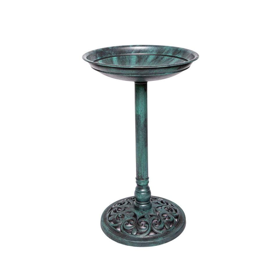 image 1 of 63cm Verdi Green Traditional Garden Patio Resin Bird Bath | Green | Green