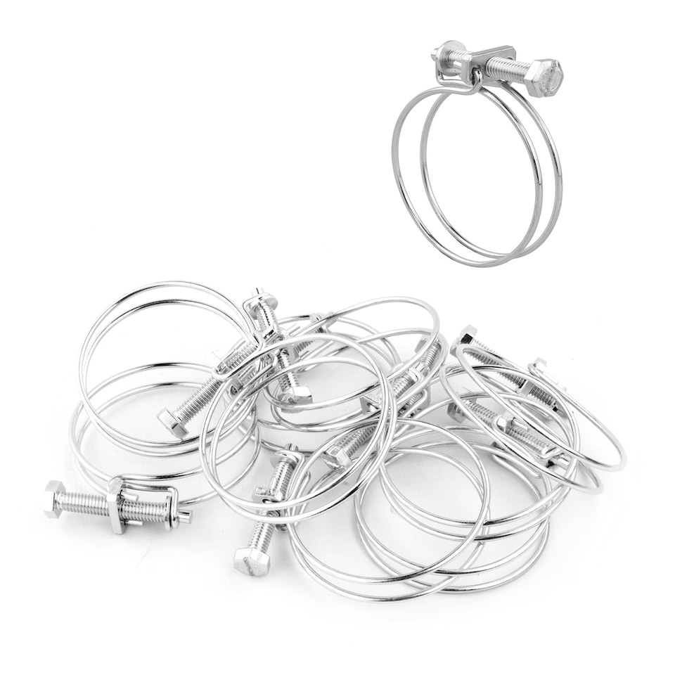 image 1 of KCT Universal 50-55mm Double Wire Clips for Hose Pipe - 10 Pack