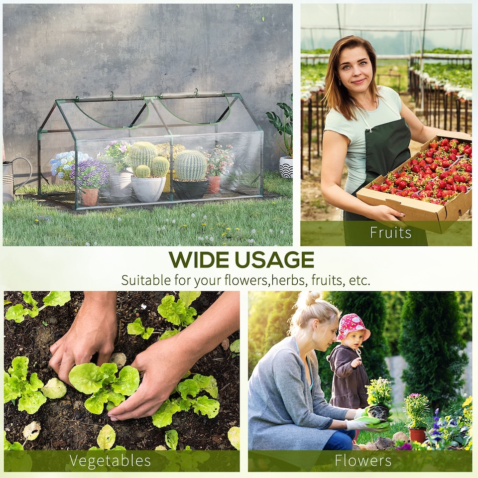 image 1 of Outsunny Greenhouse Plants Foil Tomato Vegetable House W/ 2 Windows Clear | Clear
