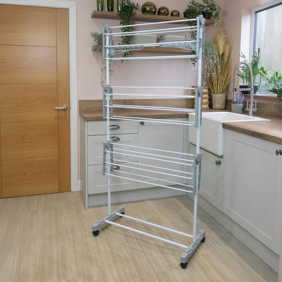 image 1 of JVL 3 Tier Drying Rack, White