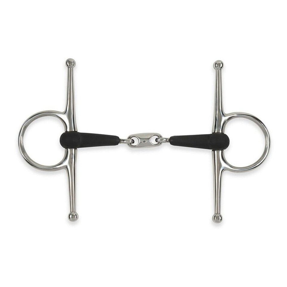 Equirubber Equikind+ Peanut Link Horse Full Cheek Snaffle Bit - Silver/Black - 5in