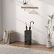 image 7 of HOMCOM Metal Umbrella Stand, Square Umbrella Holder with Removable Drip Tray and 4 Hooks, Decorative Umbrella Storage Rack for Hallway, Entryway, 15.5 x 15.5 x 41 cm, Black | Black