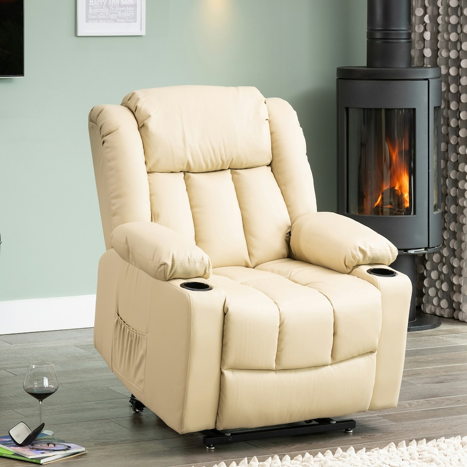 image 1 of Sheridan Dual Motor Electric Riser Recliner with Massage and Heat - Cream