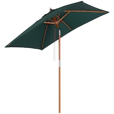 Outsunny Wooden Patio Umbrella Parasol Outdoor Sunshade 6 Ribs Green
