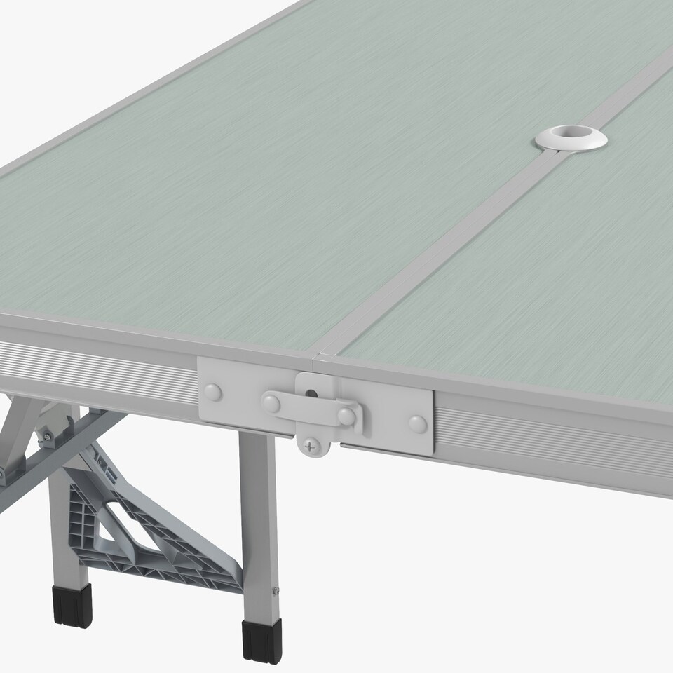image 1 of Outsunny Folding Camping Picnic Table with 4 Seats and Umbrella Hole, Grey Grey | Grey