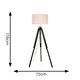 image 3 of ValueLights Clipper Black Tripod Floor Lamp Large Pink Shade