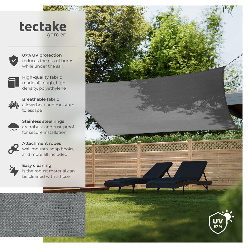 image 1 of Sun Sail Sonny, UV Protected, Water-Resistant and Anti-Tear | Grey | grey | 4 x 6 m | 1