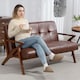 image 2 of HOMCOM Compact 2 Seater Sofa, Vintage Tufted Loveseat Sofa with Solid Wood Legs, PU Leather Small Couch Settee for Living Room, Bedroom, Home Office, 133 x 81 x 78.5 cm, Brown