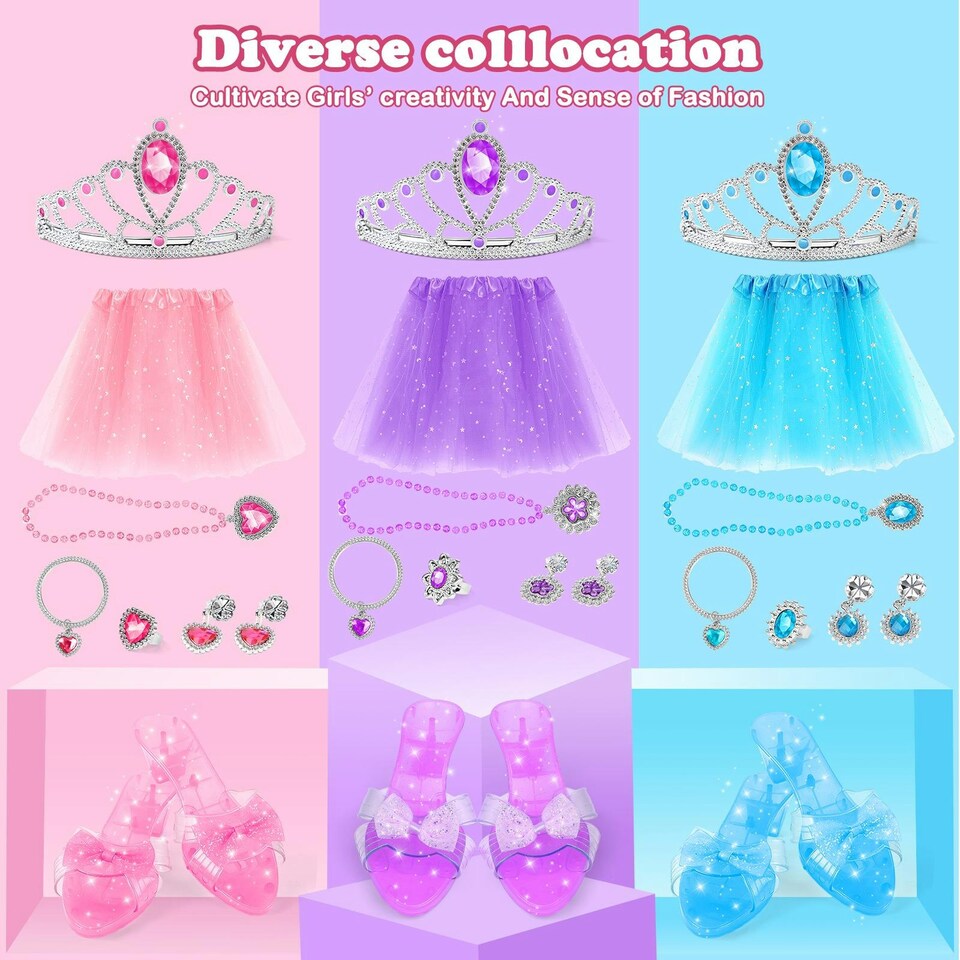 image 1 of Princess Dress-Up and Makeup Toy Set for Girls – Complete Pretend Play Kit with Crown, Jewelry & Accessories