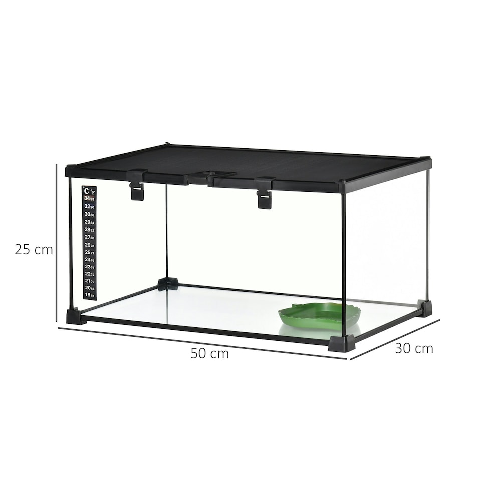 image 1 of PawHut Glass Reptile Terrarium Habitats for Lizards, Frogs, Snake 50 x 30 x 25cm