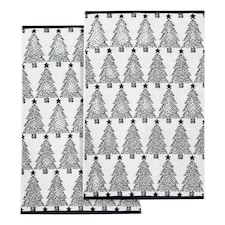 Pack of 2 Monochrome Christmas Tree Hand Towels 50 x 80cm - 100% Cotton White | 2 x Christmas Tree Hand Towels (Black & White) | One size