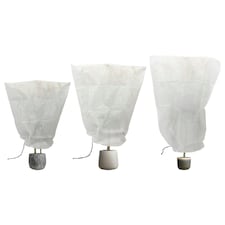 Harbour Housewares 3pc Plant Fleece Frost Protection Cover Set with Drawstring - 3 Sizes White