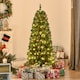 image 2 of HOMCOM 5FT Prelit Pencil Christmas Tree w/ LED Light, Berry, Xmas Decoration