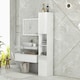 image 2 of kleankin High Gloss Bathroom Floor Cabinet Storage Cupboard with Doors