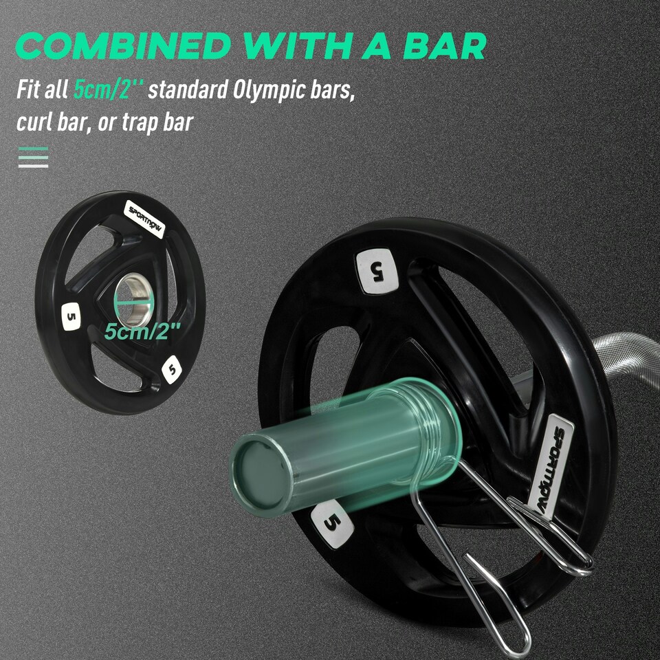 image 1 of SPORTNOW Two 5kg Olympic Weight Plates for Barbell, with Tri-Grips