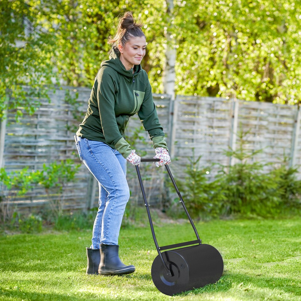 image 1 of DURHAND Garden Lawn Roller 38L Steel Push Grass Mower Water Sand Filled