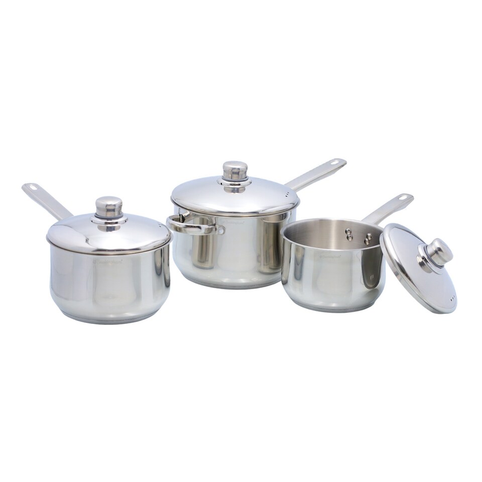 image 1 of Buckingham Stainless Steel 3 Piece Saucepan Set  Premium Quality | Silver