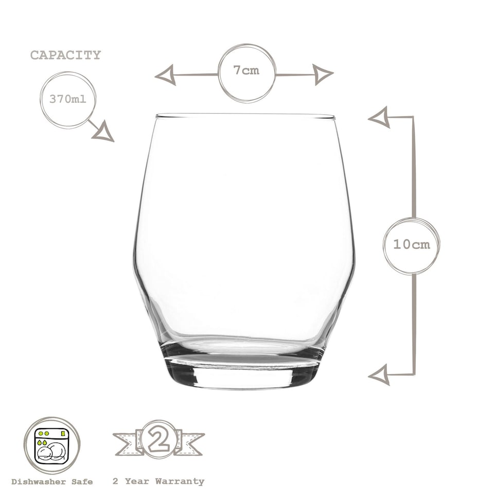 image 1 of LAV Ella Whisky Glasses - 370ml - Clear - Pack of 6