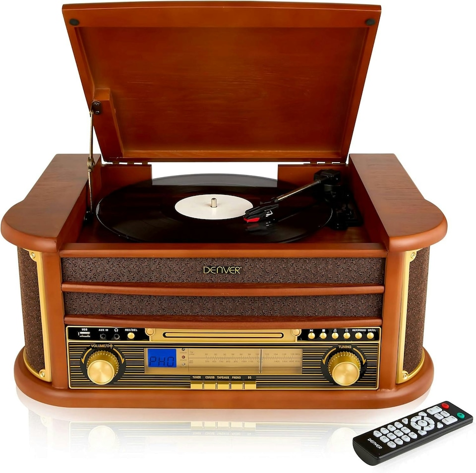image 1 of Denver MCR-50BT Vintage Retro Bluetooth Music Centre with CD, Cassette, and USB HiFi System